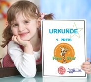 Kind mit Fine-Star-Urkunde