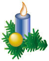 brennende Kerze mit Tannenzweig