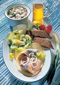 Fitnessplatte mit Matjes und Radieschensalat