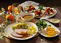 Weihnachtsmenü mit Putenbraten